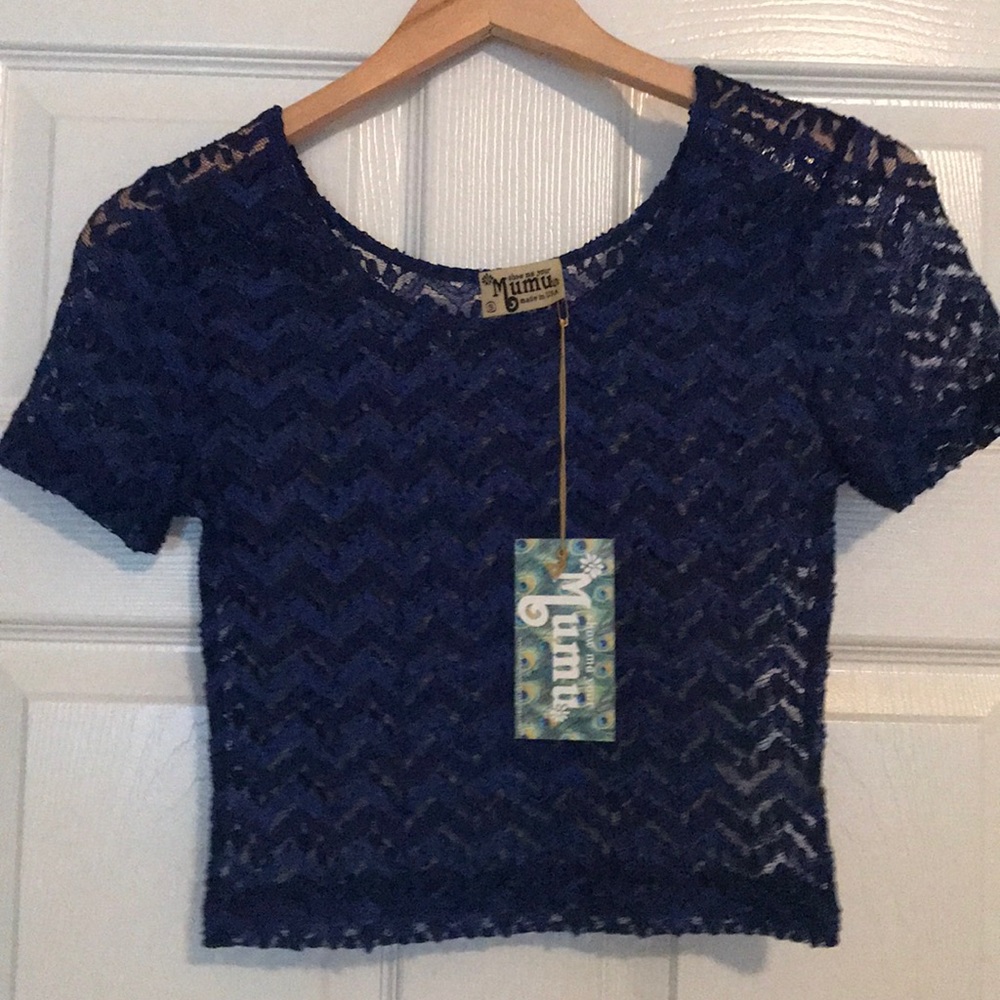 Blue lace Mumu crop NWT